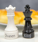 Black King And White Queen Checkmate Chess Ceramic Salt And Pepper Shakers Set