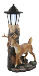 The Emperor 12 Point Buck Deer Statue Rustic Forest Tree Solar LED Light Outpost