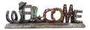 Rustic Western Cowboy Boot Hat Ropes Horseshoes Welcome Sign Desktop Plaque