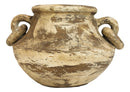 Vintage Earthenware Rustic Distressed Terracotta Vase Pot W/ Decorative Handles