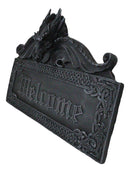 Celtic Medieval Gothic Guardian Dragon Welcome Plaque Door Wall Sculpture