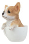 Realistic Tan Chihuahua Dog in Teacup Statue 5.75"H Pet Pal Chihuahuas Decor