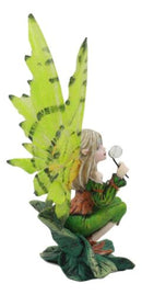 Mythical Goddess Green Earth Pixie Dust Fairy Blowing Crystal Bubble Statue 6"H