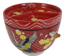 Red Flying Crane Ramen Bowl With Tempura Divider Condiment Lid Chopsticks Set