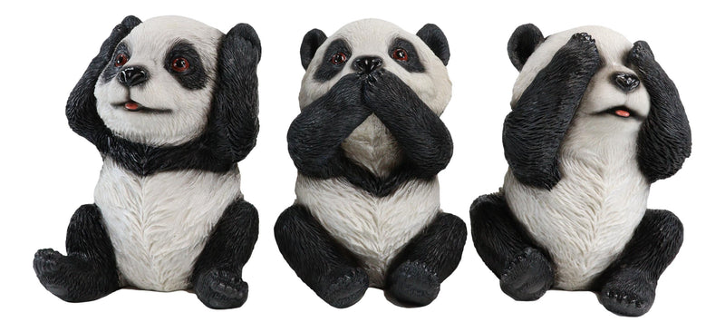 Ebros Adorable See Hear Speak No Evil China Giant Pandas Set of 3 Figurines