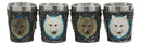 Mythical Fantasy Albino And Gray Wolf Shot Glasses 2-Ounce Set Of 4 Novelties