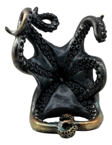 Rustic Silver Octopus Wine Holder 7.5 Inch Tall Tabletop Bar Counter Figurine