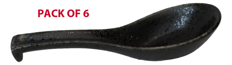 Ebros Made In Japan Ceramic Speckled Black Soup Spoons With Ladle Hook Set Of 6