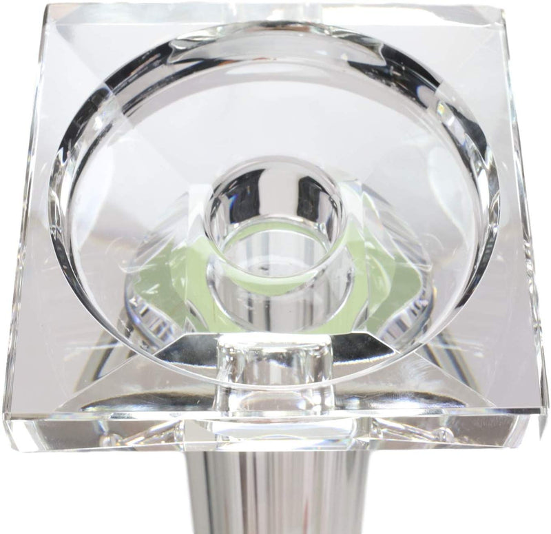 Ebros Contemporary Crystal Glass Pillar Column Candle Holder Candlestick Decor