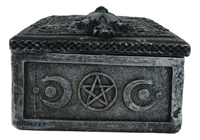 Fortune Telling Triple Moon Black Cat Wicca Tarot Cards Decorative Box Figurine