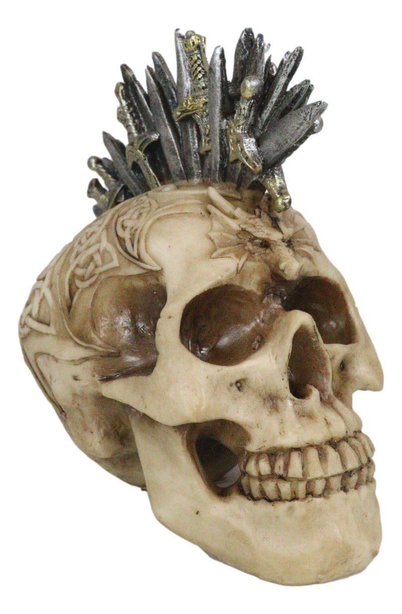 Celtic Tribal Dragon Skull With Valyrian Steel Swords Spartan Mohawk Figurine