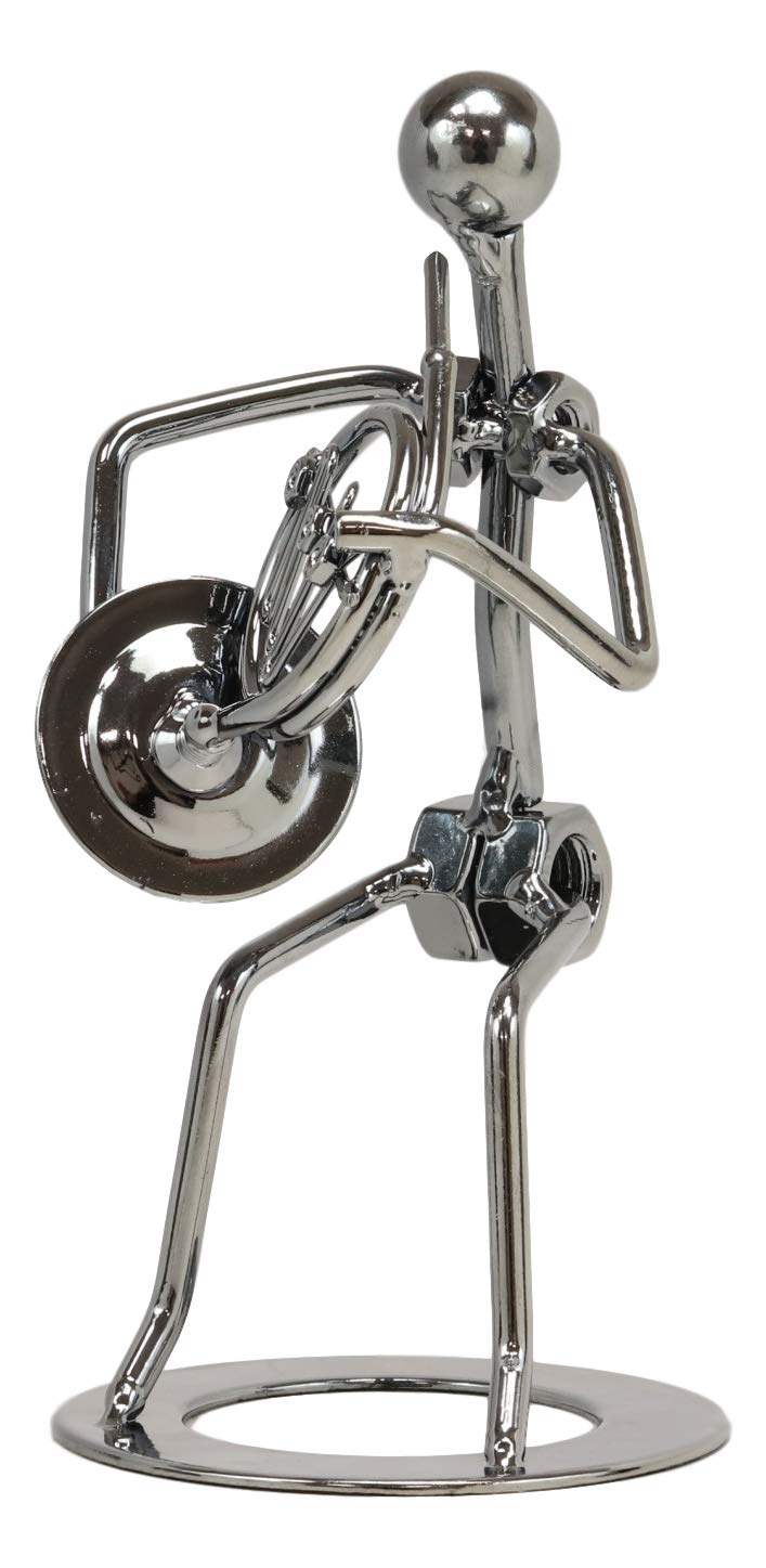 Ebros Gift Decorative Musician Metal Art Music Instrument Player 3D Figurine Hand Sculpted Electroplated Recycled Steel Home and Office Desk Table Decor Statue (Tuba Player)