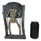 Grinning Skeleton Prisoner Chained At Pillory Keep Calm Scare On Sign Figurine