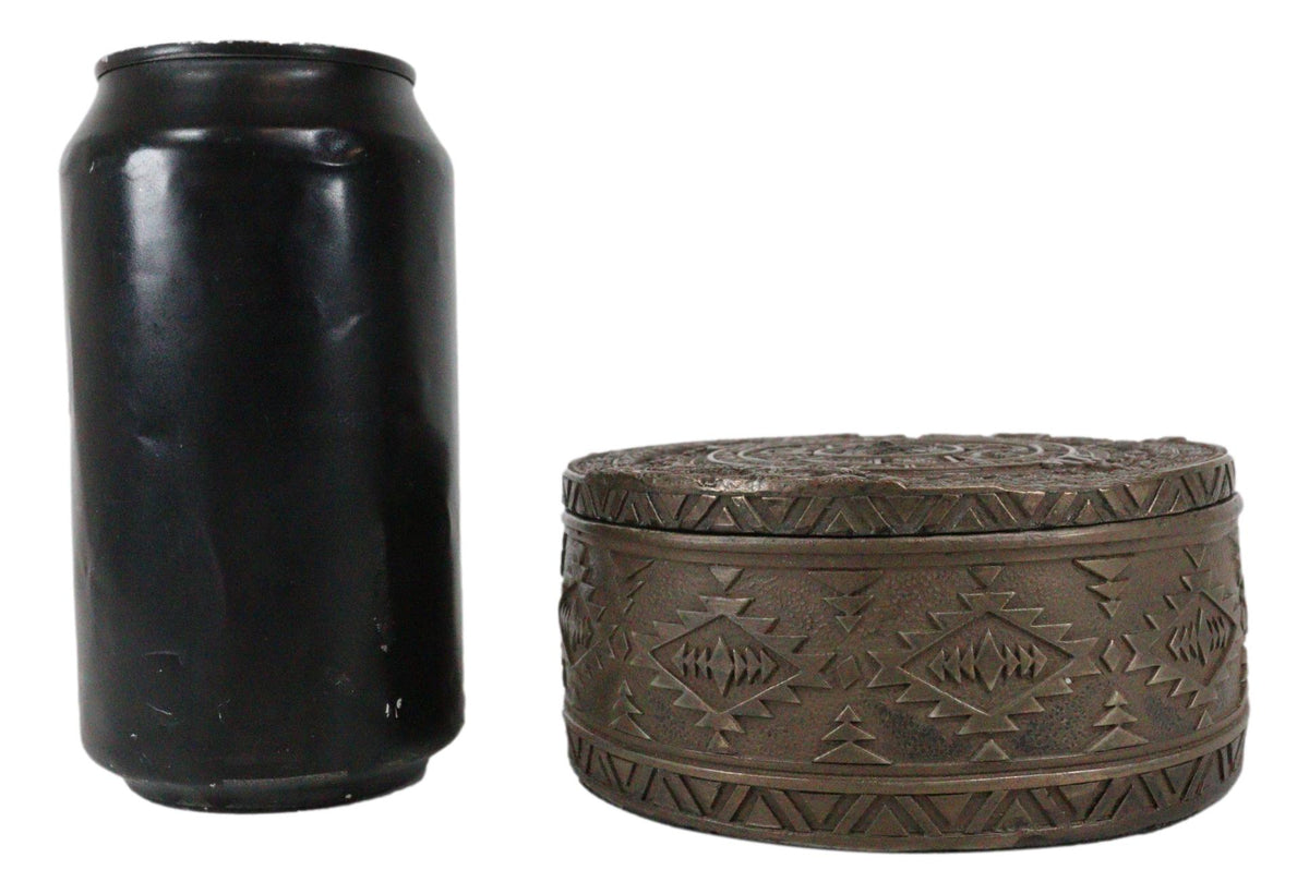 Aztec Maya Solar Sun Calendar Mesoamerican Medallion Jewelry Box Figurine