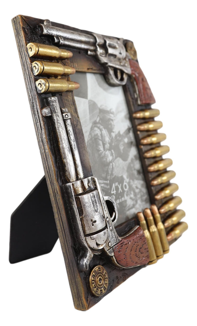 Western Dual Pistol Revolver Guns With Bullet Shells 4"X6" Photo Picture Frame
