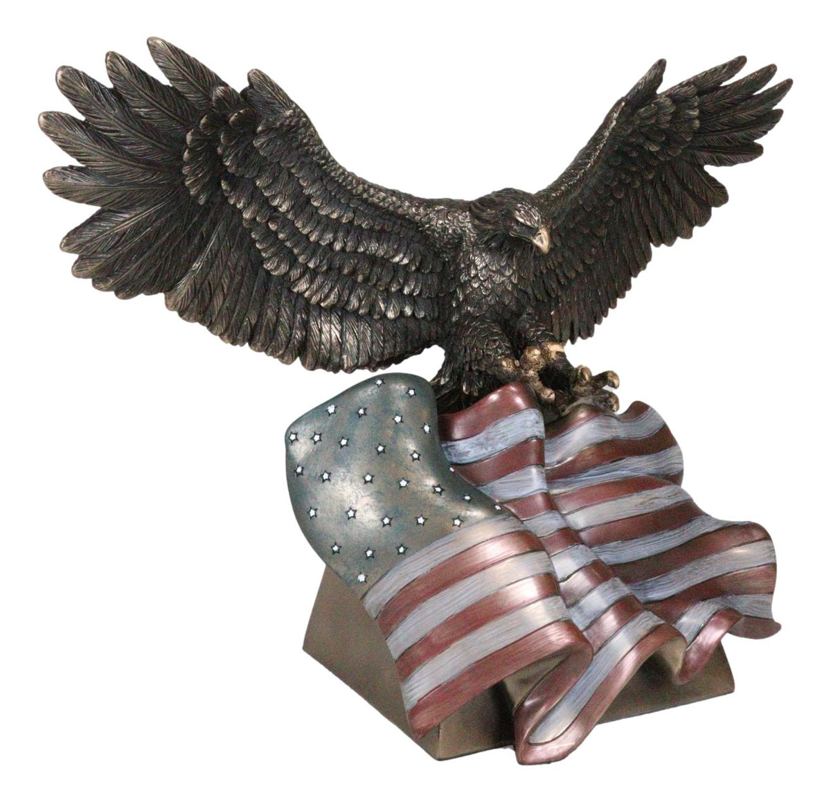 Wings Of Glory Bald Eagle Clutching Star Spangled Banner American Flag Figurine