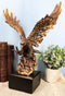 Electroplated Bronze Resin Bald Eagle With Open Wings Swooping Over Water Statue
