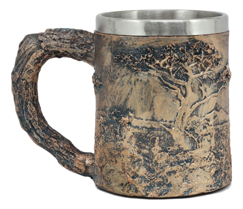 Ebros Giraffe And Calf Family Coffee Mug Textured With Rustic Tree Bark Design