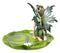 Ebros Gift Green Absinthe Fairy Kneeling On Lotus Petal Soap Dish Figurine Jewelry Dish Plate Vanity Decor 6.25" Long