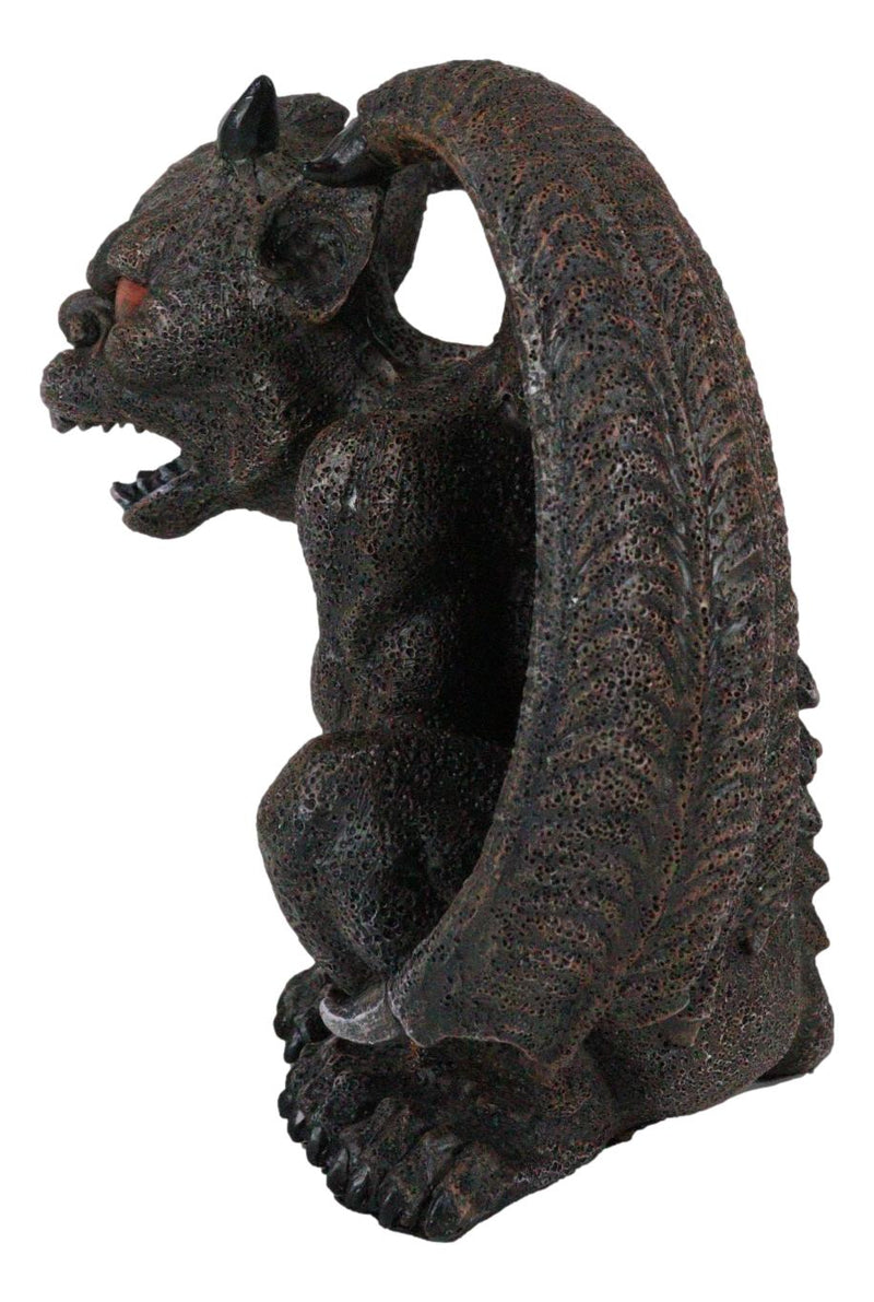 Gothic Winged Vampire Gargoyle With Translucent Eyes Candle Holder Figurine