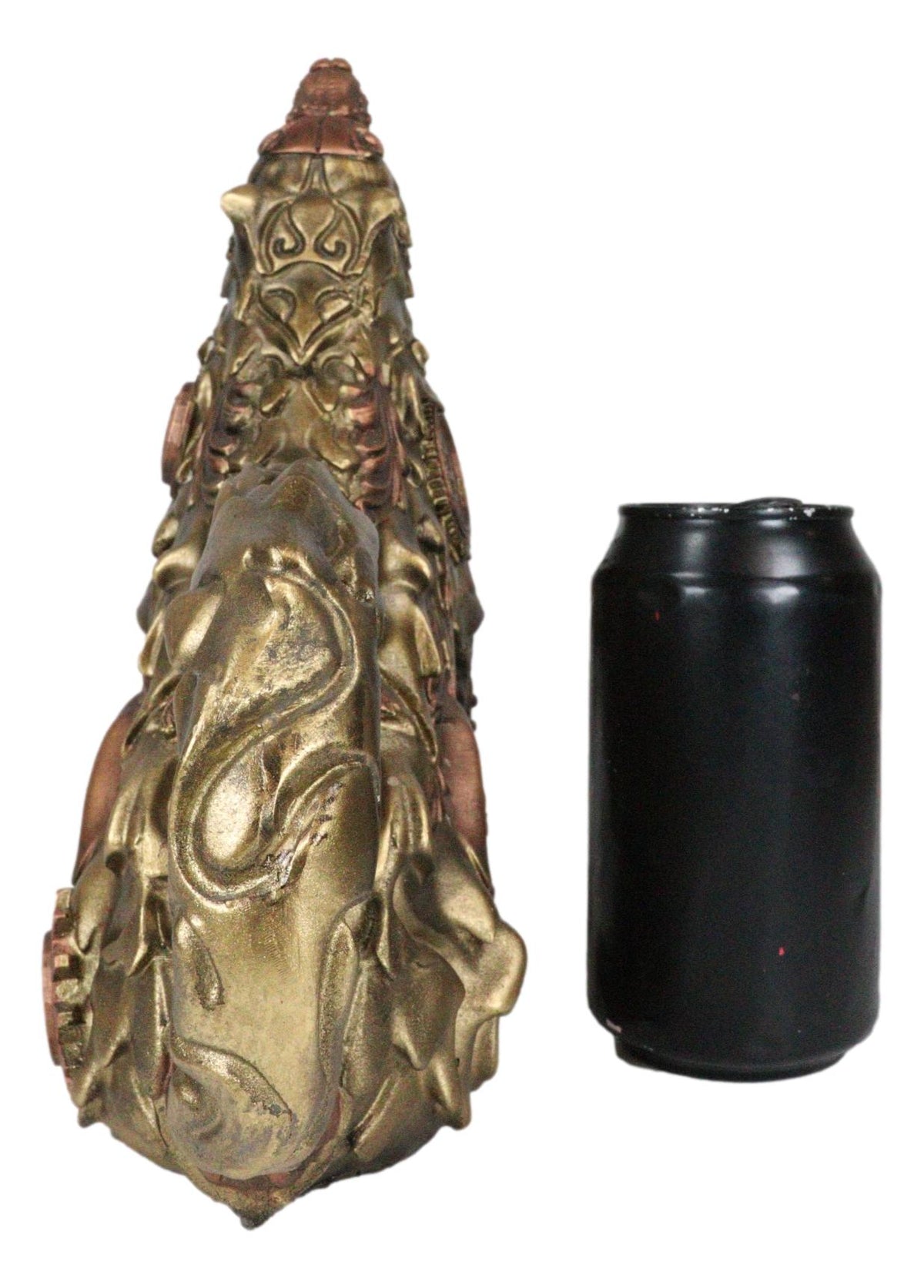 Steampunk Armor Geared Golden Robotic Alpha Wolf Howling At The Moon Statue - Ebros Gift