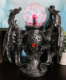 Fantasy Double Dragons Protecting Oracle AC Flashing Electric Ball Figurine