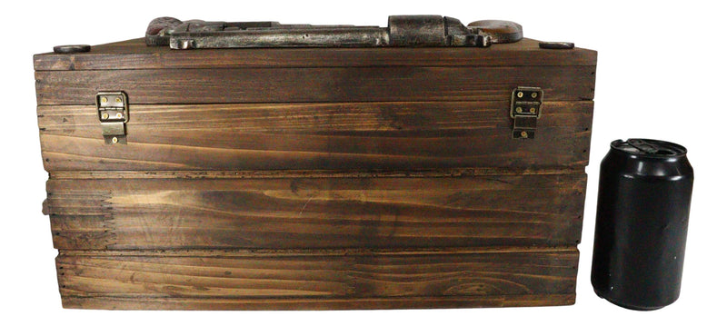 Large Western Six Shooter Pistol Guns Ammo Bullets Decorative Wooden Box 15"L