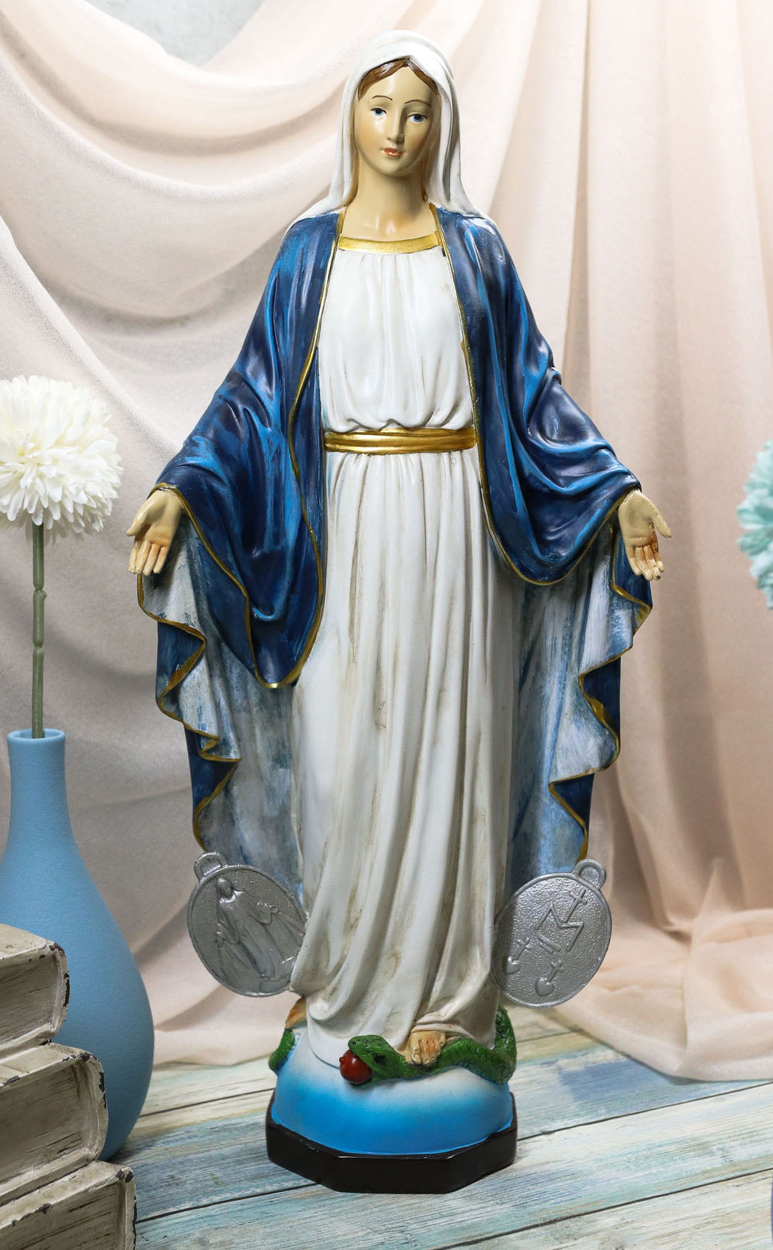Ebros Catholic Church Our Lady of Grace With Miraculous Medal Figurine 16" Tall - Ebros Gift