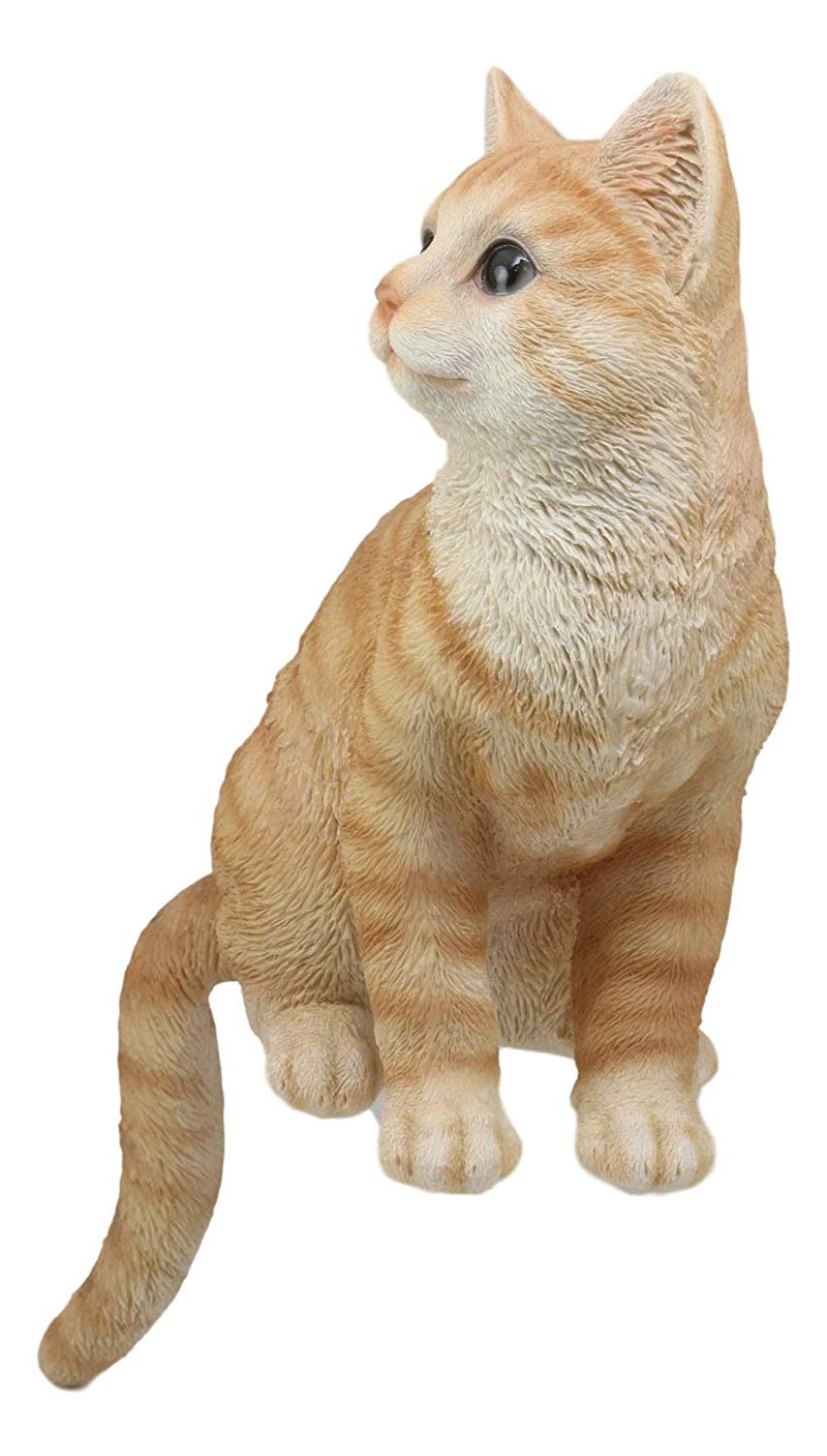 Ebros Large Sitting Lifelike Curious Orange Tabby Cat Shelf Sitter Statue 13.75" Tall