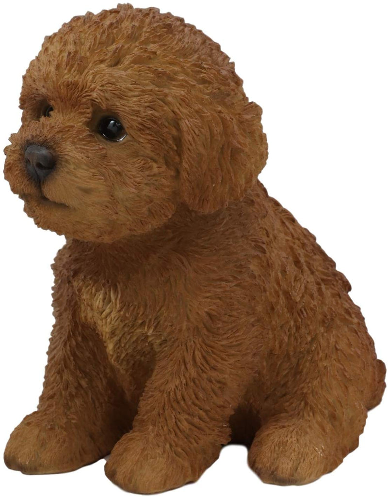 Ebros Sitting Lifelike Realistic Brown Bichon Frise Puppy Dog Statue 6.75" High