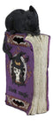 Ebros Black Mystical Cat Perching On Purple Book of Spells with LED Lights