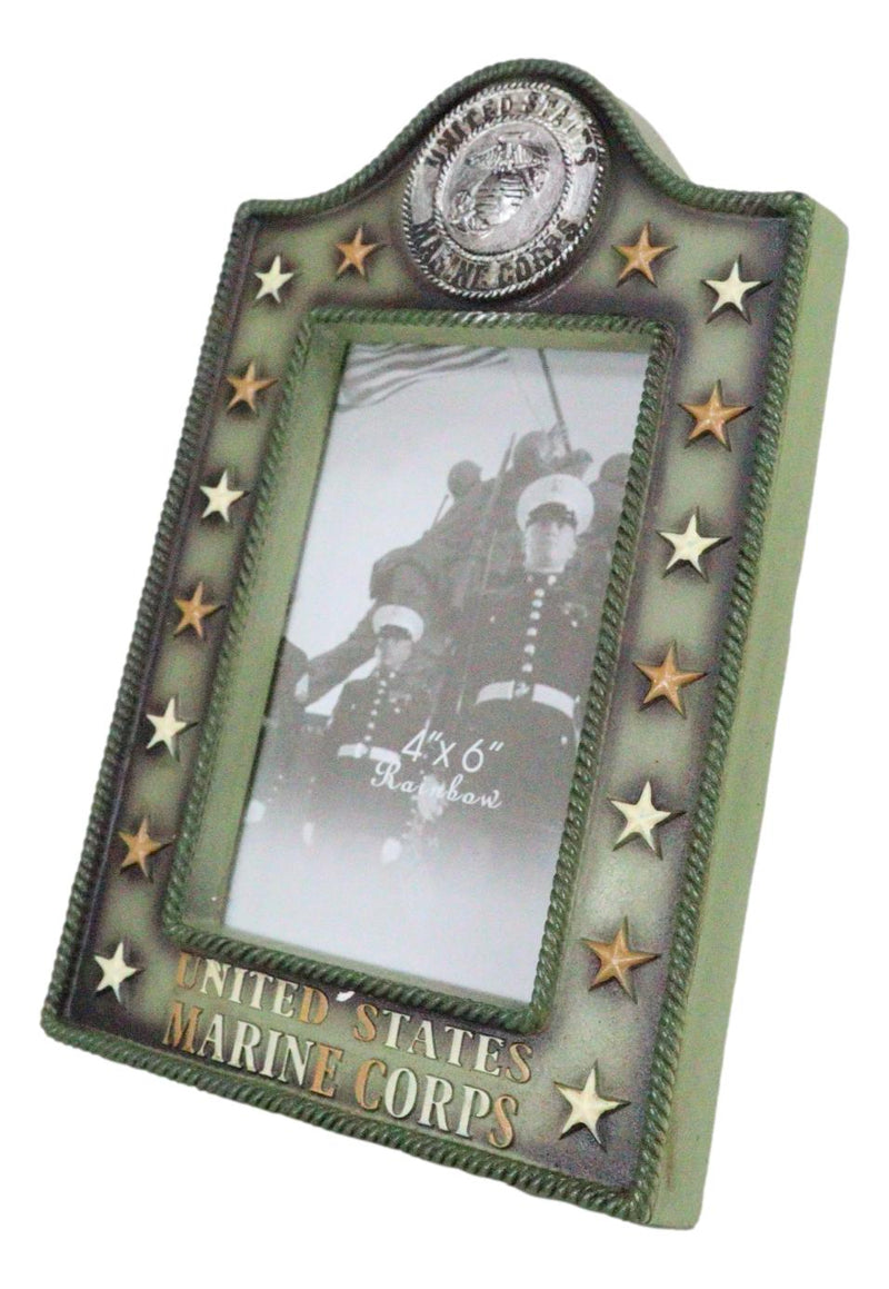 Patriotic United States Marine Eagle Seal Rank Stars Memorial 4x6 Picture Frame