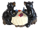 Western Rustic Black Bear Couple Enjoying Romantic Dinner In The Woods Figurine