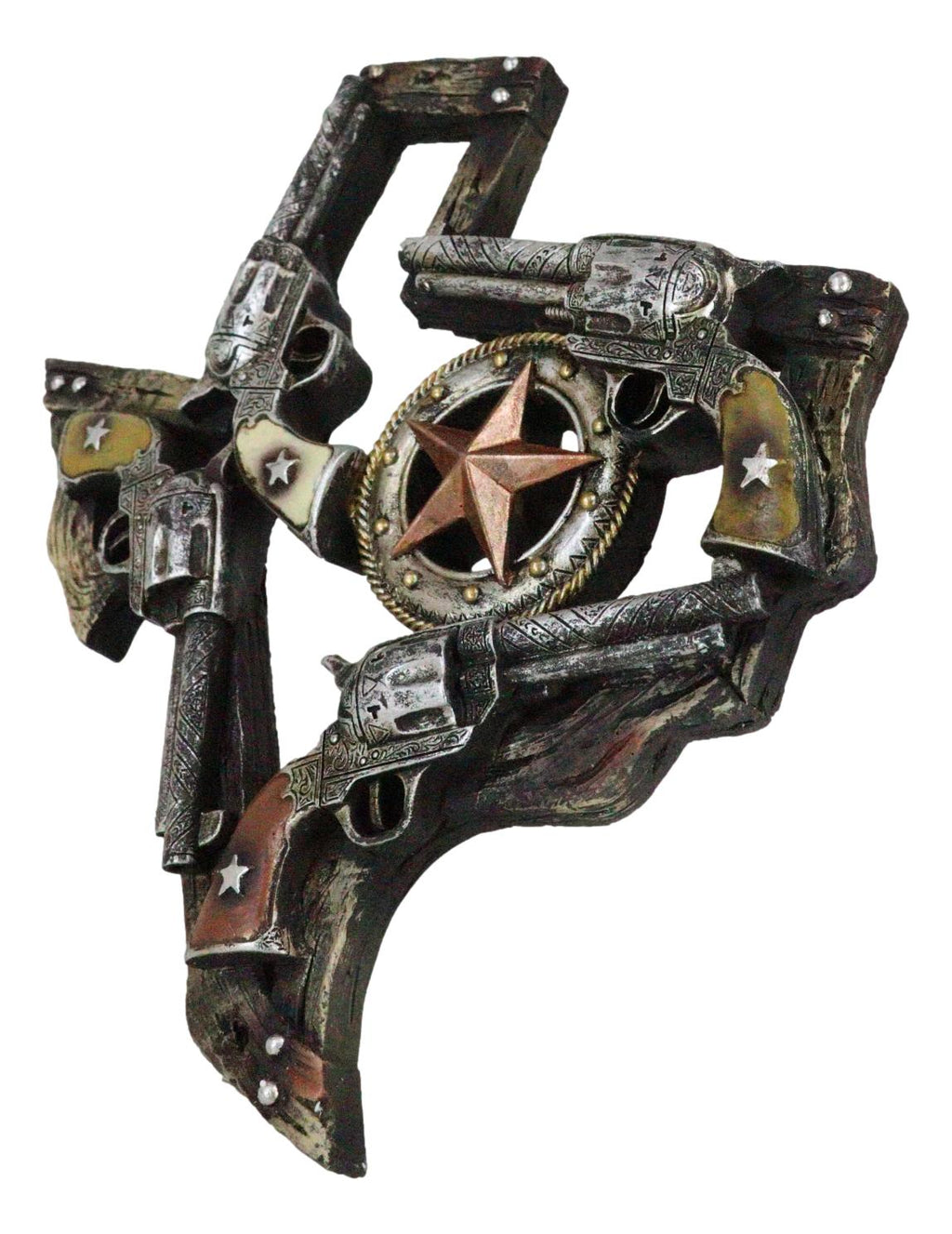 Gun Star Frame Rustic Western Lone Star Texas State Map Triple Cowboy Revolver Guns W ...