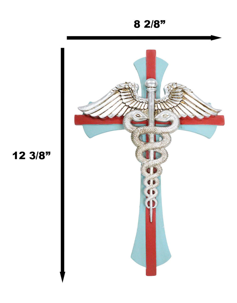 Physician Healer Caduceus Herald's Wand Entwined Serpents Winged Wall Cross