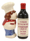 Italian Drunk Chef Kissing Wine Bottle Ceramic Salt Pepper Shakers Figurine Set