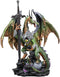 Ebros Gift Large Green Jade Armored Dragon Guardian of The Space Orb and Excalibur Dagger Blade Sword Statue 16.75" Tall