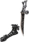 Ebros Gift Obsidian Athame Dragon Blade Letter Opener with Skull Base Stand Set