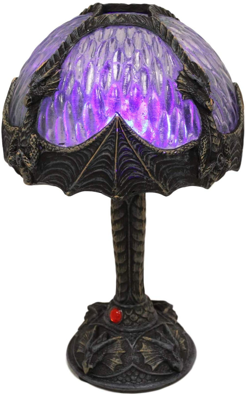 Ebros 7"H Aurora Rune Dragon Figurine Lamp with Color Changing LED Night Light