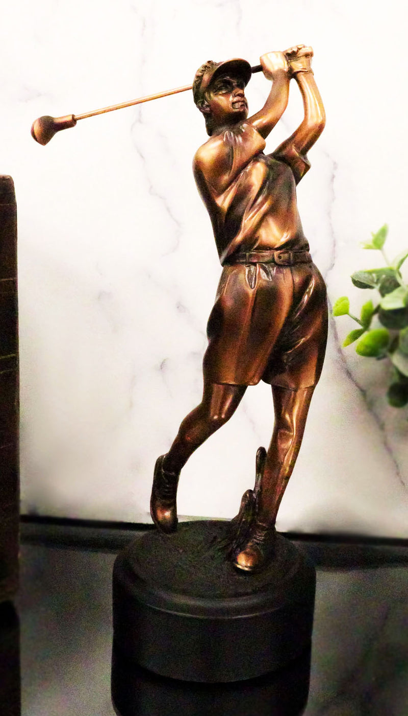 Professional Golfer Swinging Golf Club Decorative Figurine With Trophy Base 9" H