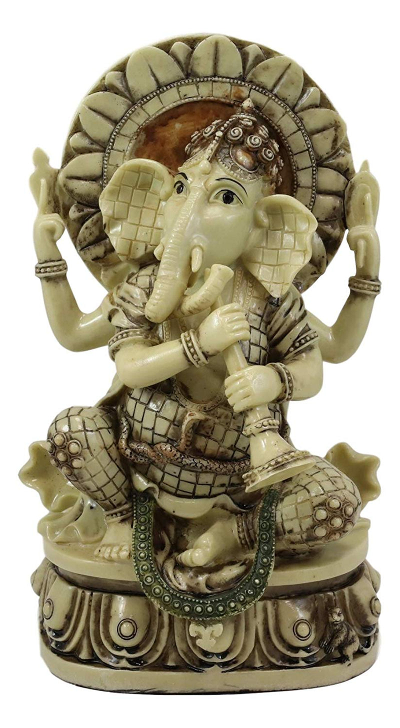 Ebros 12" Tall Hindu God Ganesha Playing Shehnai Flute Statue Figurine - Ebros Gift