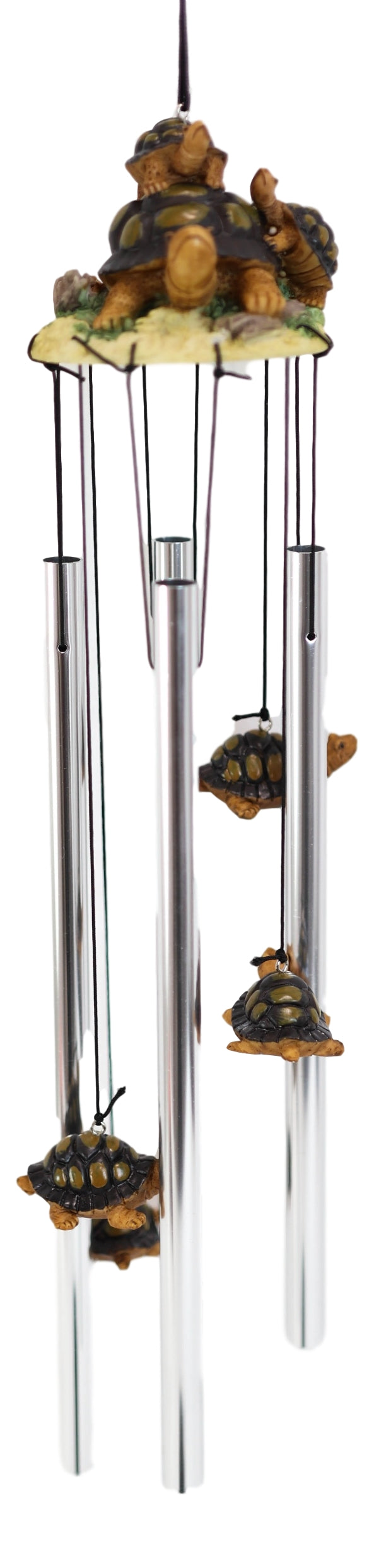 Ebros Reptile Brown Giant Tortoise Mother Piggybacking Hatchling Wind Chime