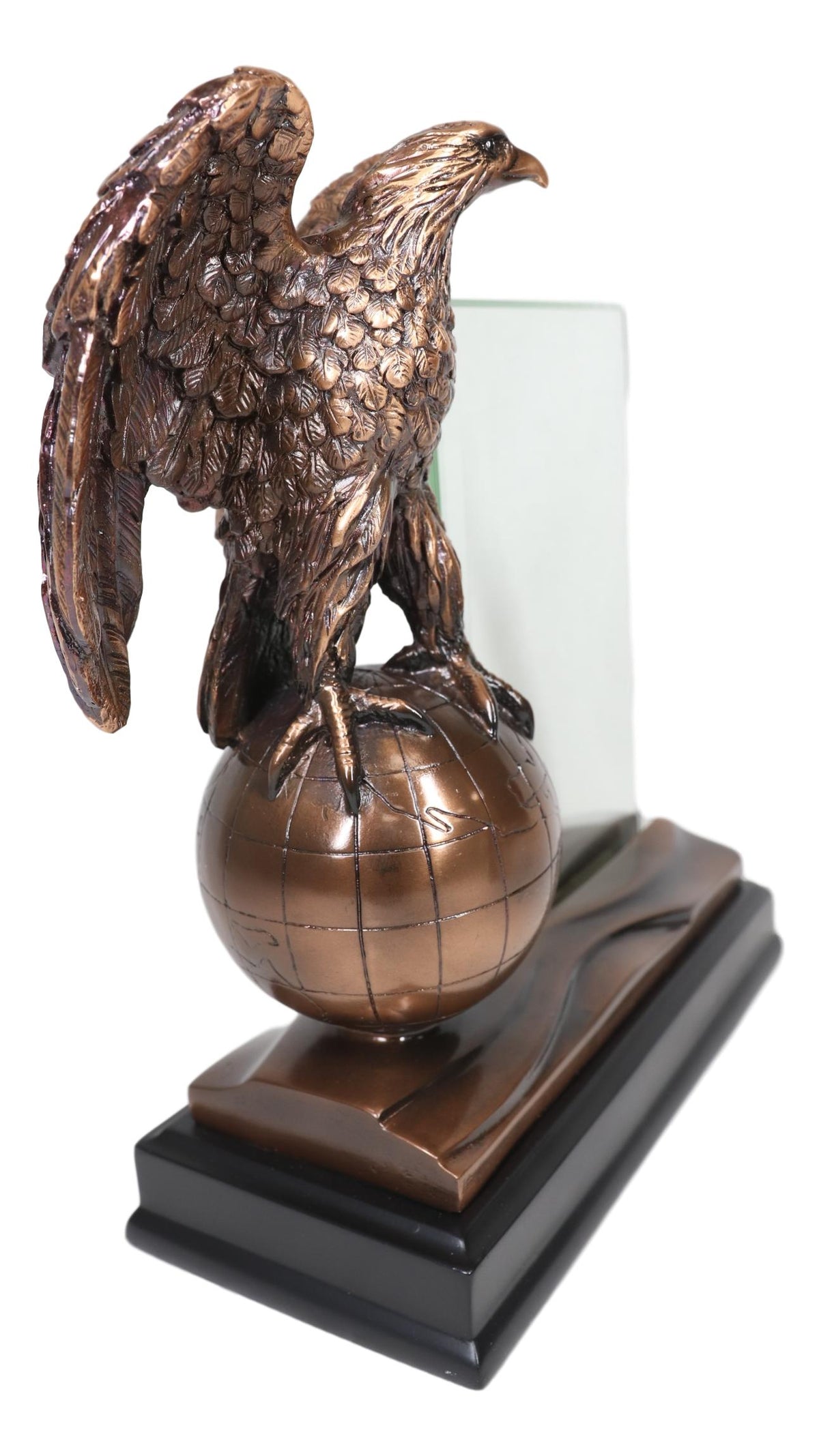 Ebros Majestic Bald Eagle Perching On Earth Globe 4"X6" Glass Picture Frame Statue - Ebros Gift