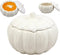 Ebros Ceramic Stoneware White Harvest Pumpkin Bowl With Lid 6"Diameter X6 Pieces