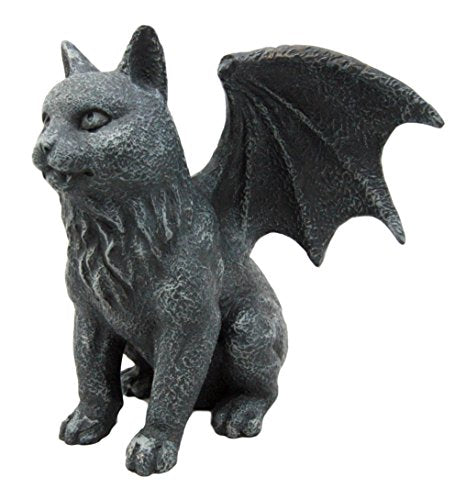 Gothic Guardian Winged Feline Cat Vampire Gargoyle Desktop Paperweight Figurine - Ebros Gift