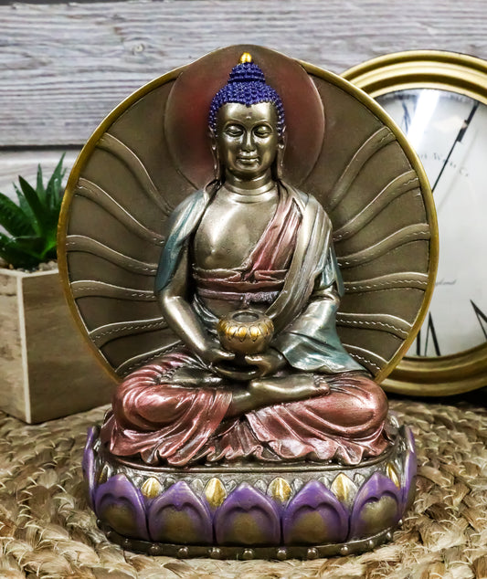 Meditating Medicine Buddha Amitabha Holding Herbal Pot Statue Prince Of Light