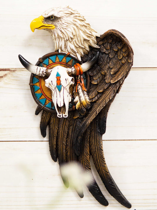 Southwest Wings Of Glory Bald Eagle With Navajo Feathers Bison Skull Wall Decor