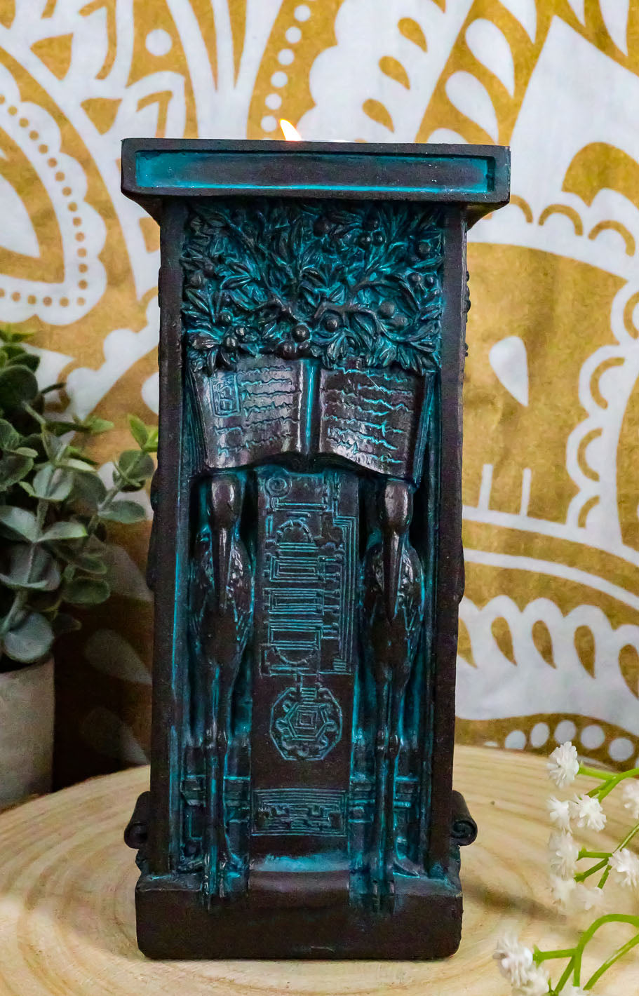 Ebros Gift Frank Lloyd Wright FLW Stork Panel Candle Holder Pillar Figurine 7.75"H Wright's Oak Park Studio Loggia Columns