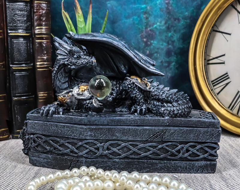 Celtic Knotwork Mythical Alchemy Dragon On Coffin Decorative Trinket Jewelry Box