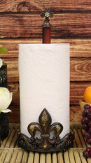 Ebros 16" Tall Rustic Vintage Fleur De Lis Cross Top Crown Paper Towel Holder - Ebros Gift